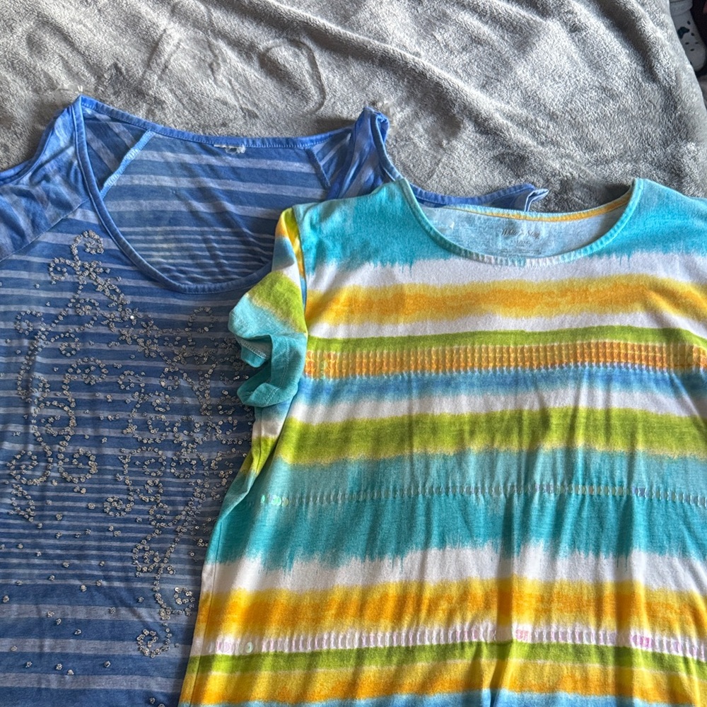 Blue and Multicolor Tops Set